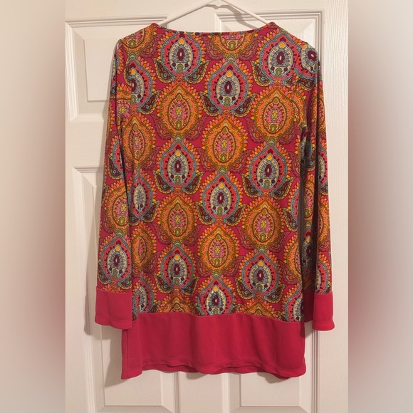 Ellavie Women Multi Color Paisley Long Sleeve Dress One Size Boho - Picture 2 of 3